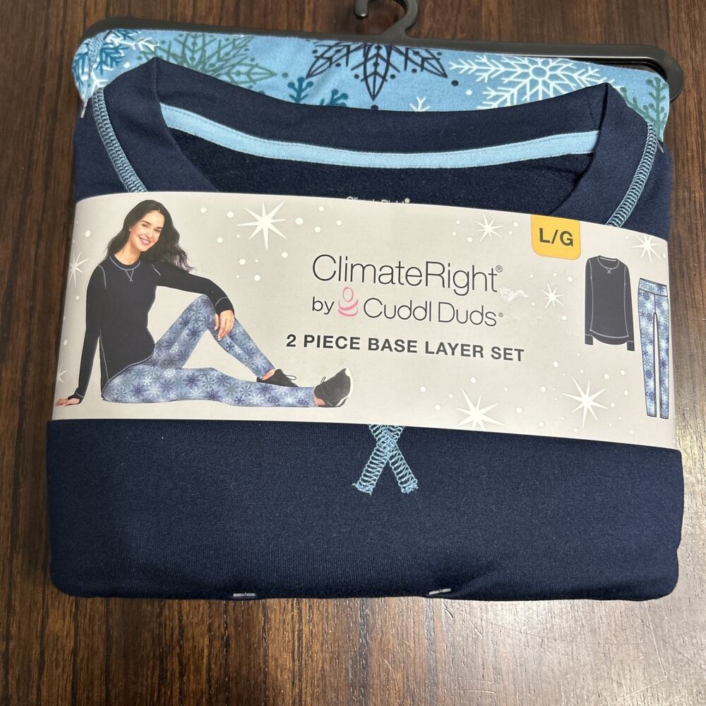 ClimateRight by CuddlDuds Women's Large 2-Piece Long-Sleeve Top & Leggings Set